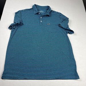Vineyard Vines Mens Edgartown Polo Shirt Blue Striped Short Sleeve Preppy LARGE